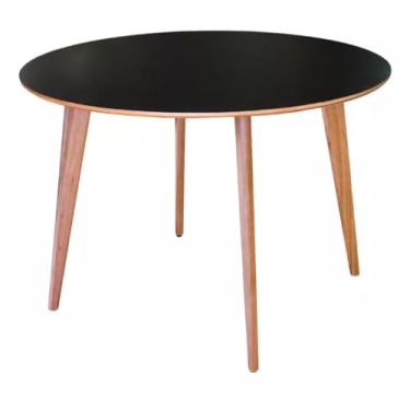 Imagem de Mesa Jantar Redonda 90cm Tampo MDF Base Madeira Maciça (Preto)