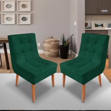 Imagem de Conjunto com 2 Cadeiras de Jantar Suede Premium com Pés Palito – Elegância e Conforto para Sala ou Cozinha (Verde)