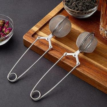 Imagem de Coador de chá Snap Ball, pacote com 2 unidades de aço inoxidável premium com alça, para chá de folhas soltas, infusores de filtro de bolas de malha fina