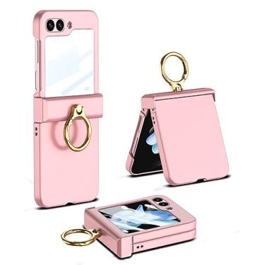 Imagem de Para Samsung Z Flip 5 Capa com suporte de anel Tela de vidro 360 Proteção total Capa para PC para Samsung Galaxy Z Flip 4 Flip5, rosa, para Samsung Z Flip 4