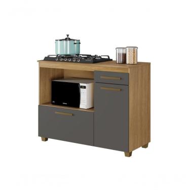 Imagem de Balcão Para Cooktop 4 Bocas Cronos Arte Móveis Cinamomo-grafite