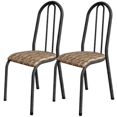 Imagem de Kit 02 Cadeiras Tubular America 056 Cromo Preto Assento Rattan Artef Rattan