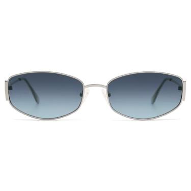 Imagem de Appassal Óculos de sol retrô ovais para mulheres e homens, armação de metal, retangular, hexagonal, AP3625, prata/azul