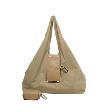 Imagem de Bolsas femininas | Bolsas dobráveis modernas com chaveiro - de compras dobrável com chaveiro - para estudantes e professores, Cáqui, Refer to description