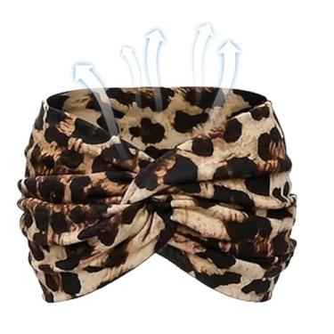 Imagem de Bandanas femininas largas boho – faixa de cabelo esportiva respirável – acessório de cabeça respirável elegante para esposas, casamentos, mulheres, corrida, meninas, festivais de música, ioga, roupa