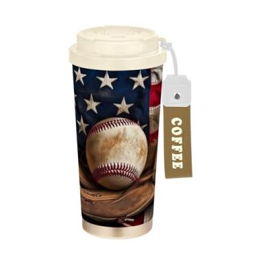 Imagem de Blueangle Caneca de café de viagem com isolamento de taco de beisebol vintage - copo de aço inoxidável à prova de derramamento e vazamento para acampamento e ar livre, garrafa de água reutilizável de