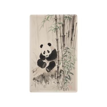 Imagem de Blueangle Placa de parede decoradora de capa em branco, tamanho padrão, 1 gangue panda chinês, capa de interruptor de bambu para quarto de escritório em casa, 4,53 x 2,76 polegadas (204)