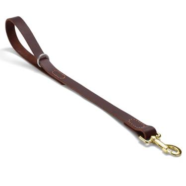 Imagem de Coleira de couro para cães, guia curta para animais de estimação de tráfego forte e gancho de metal resistente para treinamento e caminhada. (0,5 m C x 2,5 cm L)