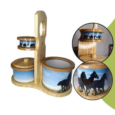 Imagem de Mateira em Madeira Porta Térmica Cuia e Erva Kit Bolsa Suporte Chimarr