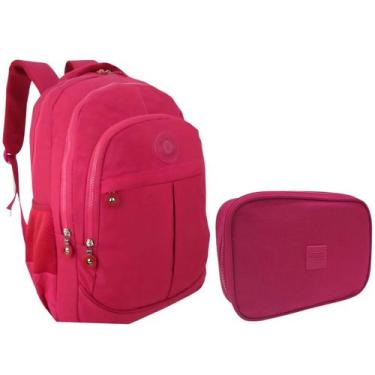 Imagem de Kit Escolar Bolsa Infantil e Estojo Box Feminino Kit Escolar Impermeáv