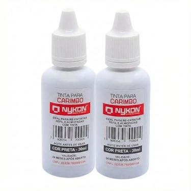 Imagem de Kit 2 Tintas para Carimbo Preta Nykon 60ml (2X30ml) - Refil Original para Almofadas e Carimbos Automáticos e Manuais - Alto Rendimento