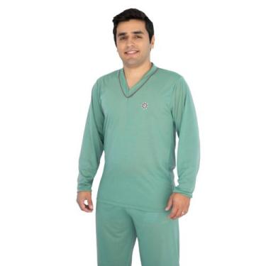 Imagem de Pijama Masculino Longo Liso Inverno Adulto  - Prikéta Pijamas, Verde, 