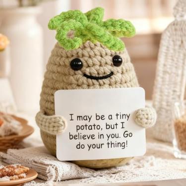 Imagem de Sobremesa artística de crochê positiva – decoração fofa de batata de desenho animado, kits de crochê feitos à mão, festival, aniversário, presentes de Natal para mulheres ou homens