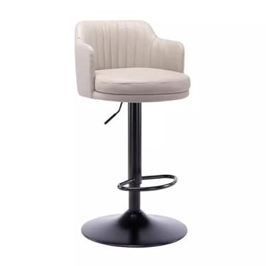 Imagem de Bancos de bar estofados com altura de balcão para Kitchen Island - Cadeiras giratórias ajustáveis com encosto e apoio para os pés em banquetas de couro sintético para assentos confortáveis