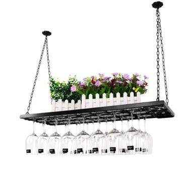 Imagem de Prateleira de vinho pendurada prateleira de bar prateleira de bar montada na parede prateleiras de bar flutuante prateleira de exibição de garrafa com suporte de armazenamento de taça de vinho rack