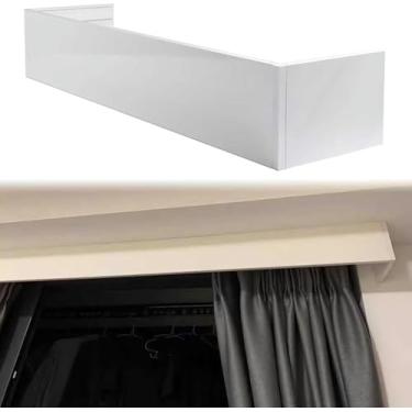 Imagem de Caixa de cortina blackout para janelas, painel decorativo de pelmet montado em teto/parede, sem trilhos, defletor de cobertura de varão de cortina, comprimento de 1 a 6 m (suporte na parede, 220 cm)