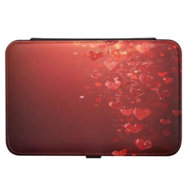 Imagem de Burbuja Caixa de joias de viagem com corações vermelhos, presente para mulheres e meninas, estojo de joias portátil de couro PU organizador para brincos, anéis, colares e pulseiras