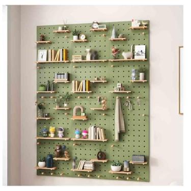 Imagem de Kit organizador de parede de madeira durável - perfeito para casa, escritório e configuração de jogos, painel grosso para armazenamento eficiente e organização elegante