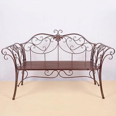 Imagem de Bancos de metal de jardim, assentos de móveis de pátio com encosto e apoio de braço, pátio de banco para exterior, parque de banco para 2-3 pessoas, para varanda frontal varanda pátio parque (cor