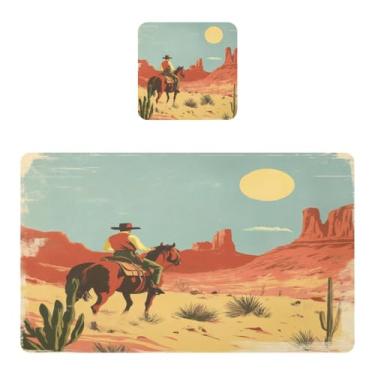 Imagem de Burbuja Jogo americano conjunto de 2, tapetes de mesa de cozinha Western Cowboy PVC antiderrapantes resistentes ao calor à prova d'água para mesa de jantar, laváveis, 30,5 x 45,7 cm