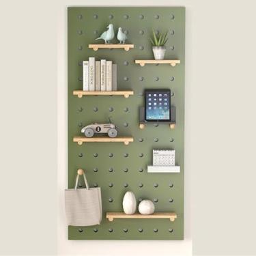 Imagem de Kit organizador de parede quadrado de madeira - Visor versátil de montagem na parede para casa, escritório, garagem - Grande verde 120 x 59 cm Peg Boards para armazenamento e organização eficientes