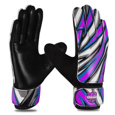 Imagem de FIGHTSENSE Luvas de goleiro de futebol para crianças e meninos, luvas de goleiro de futebol, palma de látex de 5 mm, respiráveis, aderência forte antiderrapante, proteção de pulso dupla (roxo, tamanho