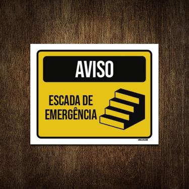 Imagem de Placa Aviso Escada De Emergência 27X35