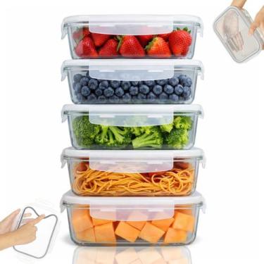 Imagem de Kit 5 Potes Herméticos Yab Vidro Borossilicato 1050ml com Tampa Hermét