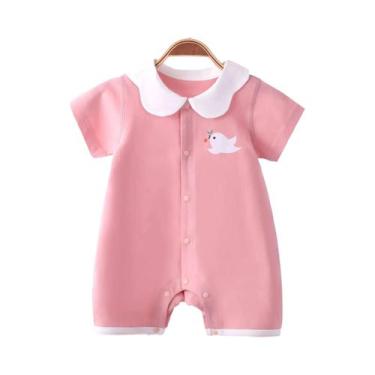 Imagem de Macacão De Verão Para Bebê Com Mangas Curtas, Pijamas De Algodão 100% 