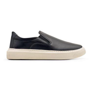 Imagem de Tênis Masculino Slip on de Couro Legítimo Santorini Versátil e Prático