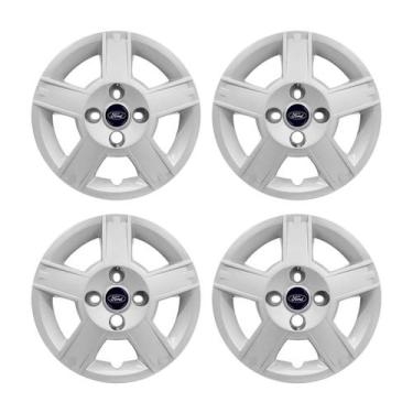 Imagem de Jogo Calota Aro 14 Prata Ford Fiesta Hatch Sedan 2008/2010 prata - GFM