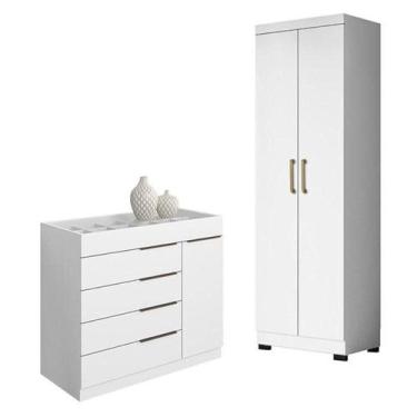 Imagem de Cômoda Sapateira Sevilha 2004147 E Armário Multiuso 2000191 Branco Tx 