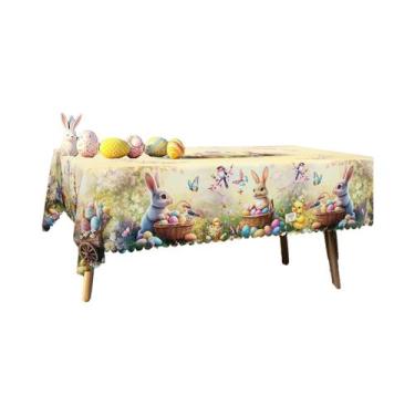 Imagem de Toalha De Mesa Colorida Com Estampa De Coelhinho Da Páscoa E Ovos, 5 T