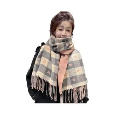 Imagem de Cachecol Feminino De Luxo Para Inverno Em Caxemira Com Borlas Longas, 