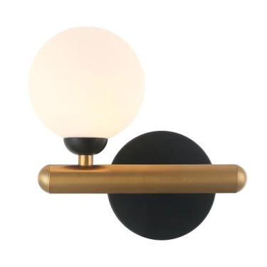 Imagem de Arandela Bambu Bronze e Preto Globo Branco 1G9 HL021WB Bella