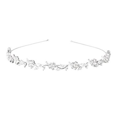 Imagem de Vemonllas Tiara tiara tiara tiara tiara coroa flor e folhas de cristal de casamento feminino prata
