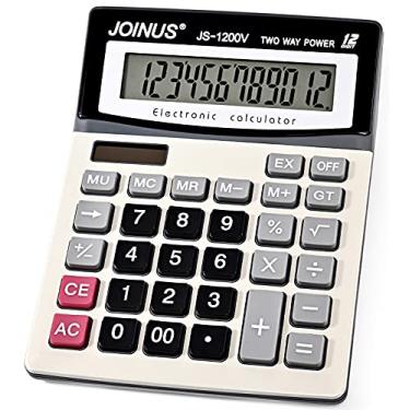 Imagem de Calculadora, calculadora de mesa de função padrão com visor LCD grande de 12 dígitos e teclas grandes sensíveis para computador, calculadora de energia dupla de bateria solar, calculadora básica fácil de usar