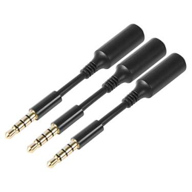 Imagem de Pacote com 3 cabos de extensão AUX para fone de ouvido 3,5 mm – Adaptador de cabo adaptador auxiliar de áudio extensor macho para fêmea para iPhone iPod iPad, Tablet Smartphone, Sistema de alto-falante de carro doméstico (3 polegadas)
