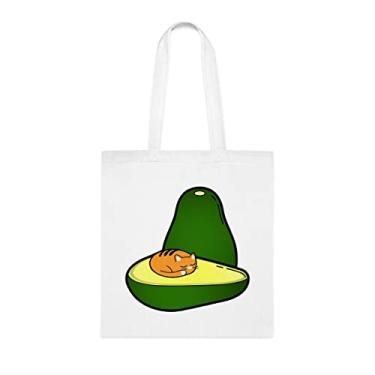 Imagem de Avo Cat O; Sacola de gato, presente divertido para amantes de gatos, bolsa de ombro, bolsas reutilizáveis, ideia de e cesta de Natal, Branco