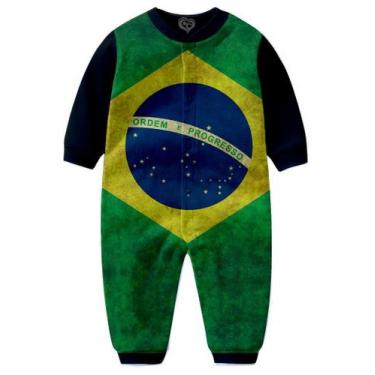 Imagem de Macacão Pijama Bandeira Brasil Infantil Tip Top Horizontal - Alemark