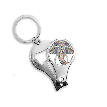 Imagem de Estilo mosaico colorido elefante design alicate de unhas anel chaveiro abridor de garrafa cortador