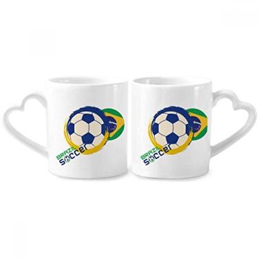 Imagem de Conjunto de canecas de porcelana para casais, futebol americano, futebol americano, futebol brasileiro, coração