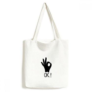 Imagem de OK Outline Bolsa de lona personalizada para gestos, sacola de compras, bolsa casual