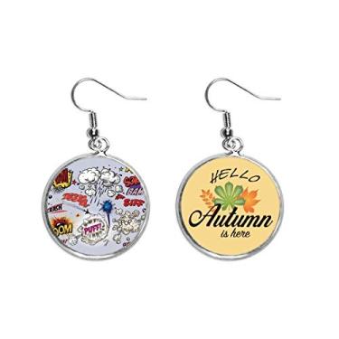 Imagem de Caixa de diálogo de desenho animado com diagrama orelha pendente, folha de outono brinco joia