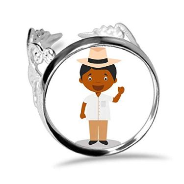 Imagem de DIYthinker Anel de noivado ajustável com desenho Cuba preto