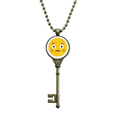 Imagem de DIYthinker Colar de chaveiro amarelo tímido fofo com rosto online desenho animado e corrente enfeitada