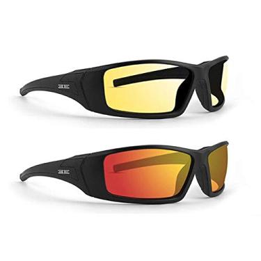 Imagem de Epoch Eyewear 2 pares de óculos de sol Liberator Sport, armação preta, lente espelhada vermelha + lente amarela, Preto, Adult