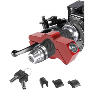 Imagem de RACOONA Trava de motocicleta, acessórios de motocicleta, acessórios de carro, travas de motocicleta antifurto, resistente, trava de guidão de bicicleta ajustável para proteger a motocicleta (vermelho)