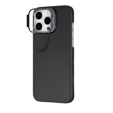 Imagem de Capa MON Carbone Hoverbolt magnética de fibra balística para iPhone 16 com suporte (preto fosco, iPhone 16 Pro Max)