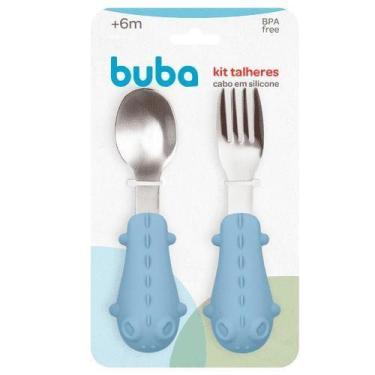 Imagem de Kit Talheres Introdução Alimentar Bebê Cabo Silicone, Buba